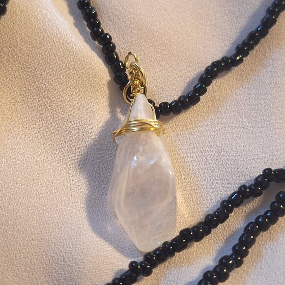 Artisan Handmade 3 Strand Aura Quartz Beaded Necklace - Picture 6 of 7